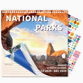 Ospelelf 2025 National Parks Wall Calendar 12'' x 12'', Sprial Hanging Calendar, 18 Month Calendar 2025-2026, Use Jan 2025 - June 2026