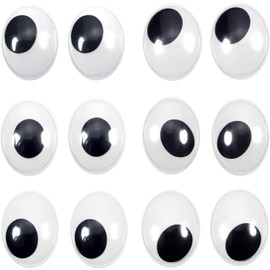 TOAOB 60 Unidades de Ojos móviles autoadhesivos, Grandes, ovalados, 40 mm, Negro, Blanco, Ojos de plástico para álbumes de Recortes, Manualidades, Accesorios