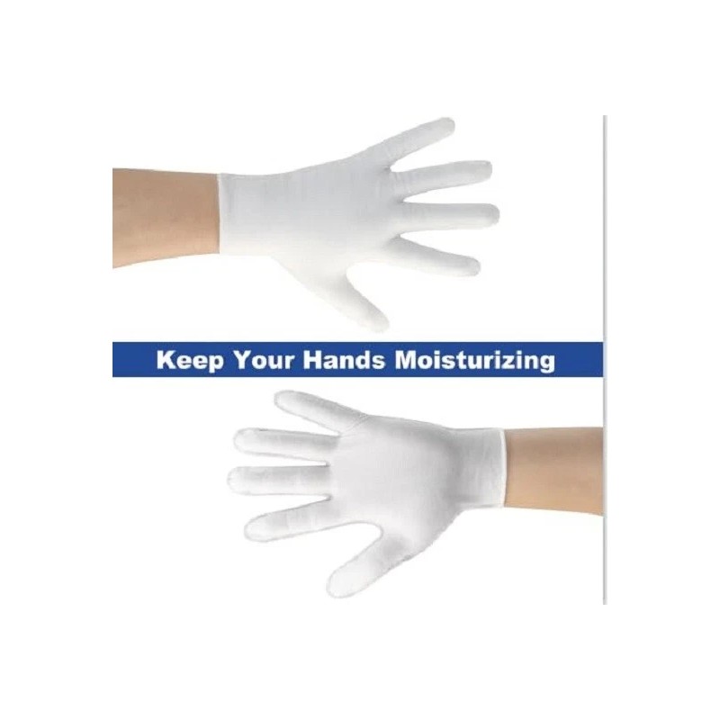 HIT 3 Pairs White Cotton Gloves For Dry Hands Sleeping