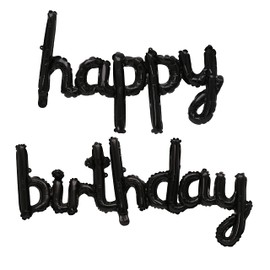 Happy Birthday Balloons Banner 16 Inch Hanging Birthday Balloons 3D Silver Foil Cursive Script Letter Balloons for Kids and Adults Birthday Party Decorations Supplies (Silver)