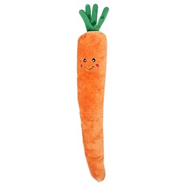ZippyPaws Jigglerz - Dog Squeaky Toys to Keep Them Busy, Funny Food Plush for Small, Medium, & Large Dogs, Cute Stuffed Puppy Toy, Pet Products, Gift for All Breeds, Interactive Squeaker - Carrot
