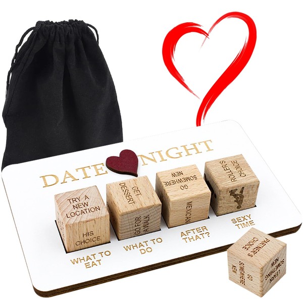 JVHLOV Wooden Date Night Dice, Portable Dice Set Romantic Funny