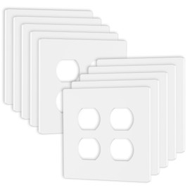 MLLIZH 2-Gang Screwless Duplex Wall Plate, 4.73" x 4.73" Standard Size, Child Safe Double Receptacle Outlet Cover for Decorator Receptacle Outlet Switch, 10 Pack