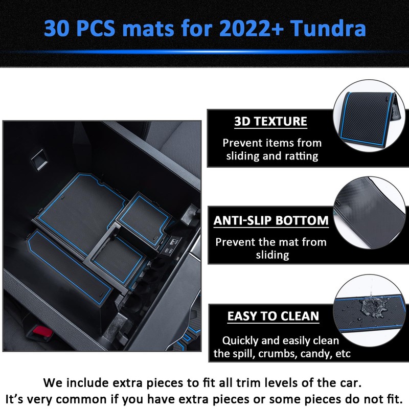 TOPINSTALL Premium Rubber Liners Compatible with 2022-2024 2025 Toyota Tundra