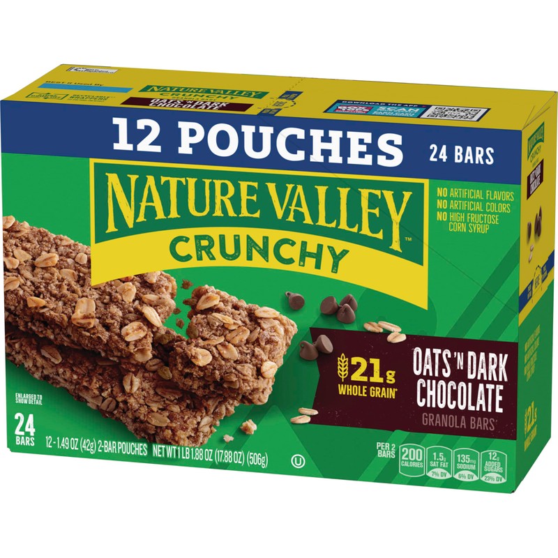 Nature Valley Crunchy Granola Bars, Oats 'n Dark Chocolate, 24