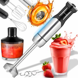 Retoo Hand Blender Set 1200 W 15000 rpm Purée Stick with Turbo Function and 8 Speed Levels Collar with Splash Guard Electric Multifunctional Hand Blender Rich Accessory Set