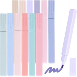 Marca Textos Pastel 12 Piezas: Resaltadores de Texto con Punta Biselada, Marcadores de Colores Suaves para Apuntes, Diario, Escuela, Oficina y Organización