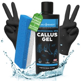 Callus Remover Gel – Professional Foot Callus Removal for Smooth Feet & Cracked Heels – Extra Strength Callus Gel with Pumice Stone – 8oz, Made in USA