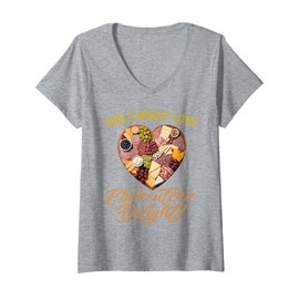 Womens Funny Charcuterie Board Meat Cheese Food Lovers Foodie V-Neck T-Shirt