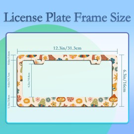 Larkverk License Plate Frames,Mushrooms License Plate Frame Decorative Aluminum Car Tag Cover Frames Stainless Metal License Plate Holder for Women Men Auto Accessories 2 Holes US Standard 12''x6''