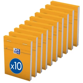 Oxford Pack of 10 Orange Notepads 8.5 x 12 cm Small Squares 5 mm 80 Sheets Stapled Cover Sheet Coated Orange