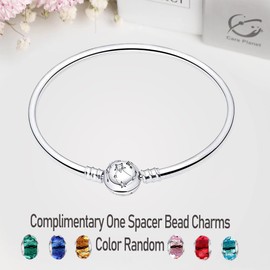 LNQOBU Women's Bracelet, 925 Silver Snake Butterfly Bracelet with Sparkling Heart Clasp, Charms (with a Spacer Bead), Sterling Silver Silver