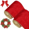 WILLBOND 2 Rolls Christmas Red Velvet Ribbon Velvet Wired Edge