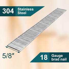 Toicann 18 Gauge Brad Nails 304 Stainless Steel 18 GA Nail Gun Nails Assorted and Small Finishing Nails for Pneumatic, Electric Brad Nailer (5/8 inch)