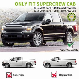 AUTOSAVER88 Running Boards Compatible with 2015-2024 Ford F150 SuperCrew Cab, 2017-2024 Ford F250 F350 F450 F550 Super Duty Crew Cab Silver Side Step Nerf Bars