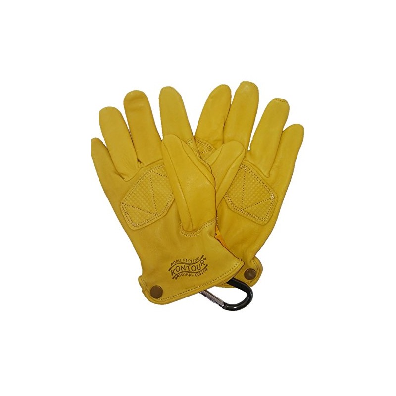 Caiman Leather Gloves (Leather Gloves) Driver/Work/Bike Gold Sheep Grain (S)