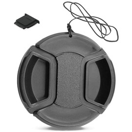 95mm Camera Lens Cap, PCTC Camera Lens CoverSnap-On Center Pinch Front Lens Cover with Strap Compatible with Nikon, Canon, Sony & Other DSLR Cameras