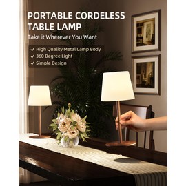 EZVALO Outdoor Cordless Table Lamp, IP65 Waterproof 4500mAh Rechargeble Shower Lamp, Dimmable Touch Lamp, LED Night Light Lamp for Bathroom Patio Camping Restaurant Home（1 Pcs）