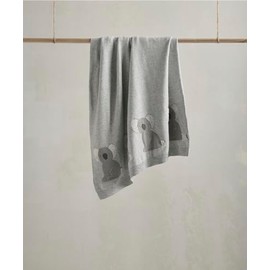 Mamas & Papas Cotton Knitted Blanket - Gray, 70 x 90cm, Koala Design for Birth+