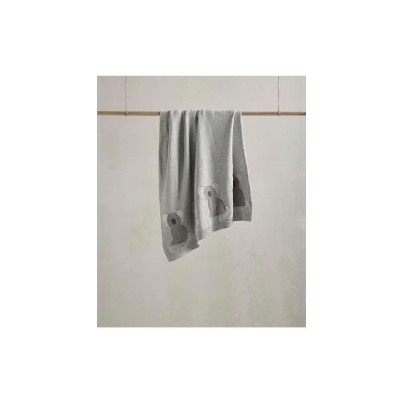 Mamas & Papas Cotton Knitted Blanket - Gray, 70 x