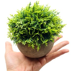 Svenee Mini Fake Cypress Cedar Plants for Bathroom Home Office Desk Decor, Small Artificial Faux Greenery for Farmhouse Decorations (Potted Plants) (2)