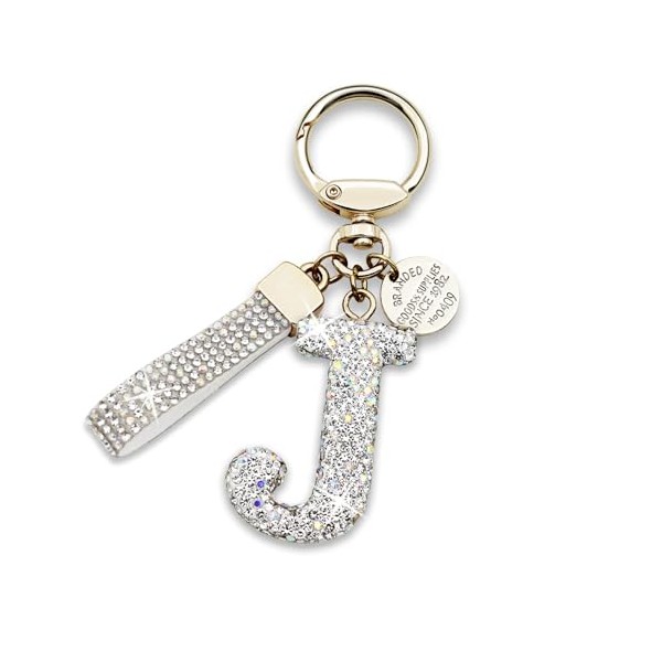 Initial Letter Keychain for Women Girls, Bling Rhinestone Sparkly Cute