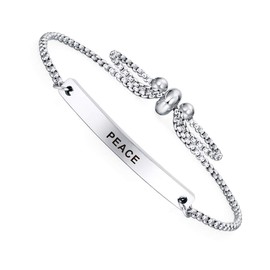 SOUSYOKYOSAM Dainty Cuff Bracelet - Peace - Christian Religious Jewelry Gifts for Women Catholic Sympathy