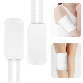 Pack of 2 Castor Oil Packs for Knees, Reusable Castor Oil Pack Made of Organic Cotton with Adjustable Elastic Band, Castor Oil Pack Wrap for Calf, Knee (White)