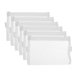 HYFAN Zipper Files Bag Breathable Transparent Mesh Documents Pocket Pouch Storage for Office School Supplies (White, A5 Size, Pack of 6)