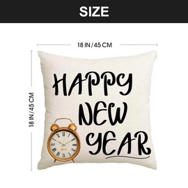 HEYPRIIL 2027 Happy New Year Decorations Pillow Covers 18x18 Inch, New Year Eve Party Supplies Throw Pillow Covers for Holiday Farmhouse Indoor Outdoor Couch Cushion Case Home Sofa Decor, Set of 4