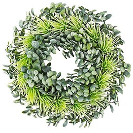Decorative wreath, design 8, interior: diameter 9.5 cm, exterior: diameter 23 cm, with various succulents