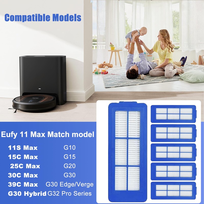 Detetap 6 Pcs Replacement HEPA Filters for Eufy 11S Max