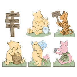 UEBTGRNN 6 PCS Classic Bear Cutouts with Stand for Baby Shower Decorations, Centerpieces and Yard Signs Prop Party Decor