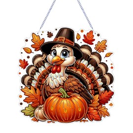 Thanksgiving Hanging Diamond Art Kits for Adults,Acrylic Window Decor