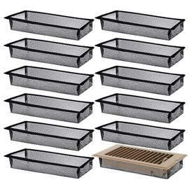 12 Pcs 4 x 10 Inch Floor Register Cover Trap,Black Vent Filters for Home Floor Vent Mesh Filters Net Trap Keeps Pet Hair,Food Out