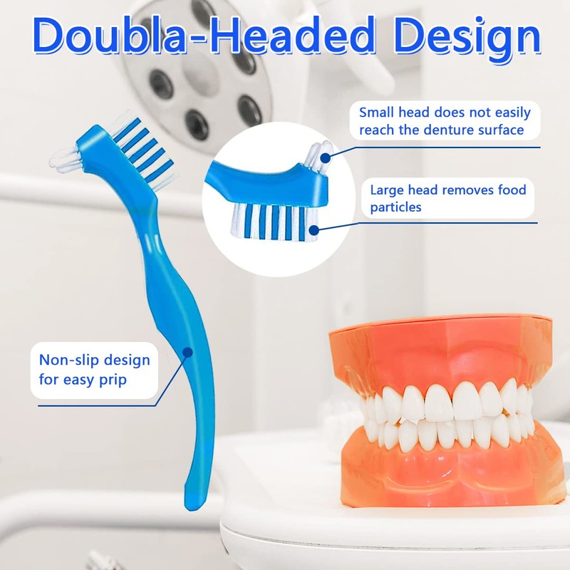 Denture Cleaner Box and Brush Set - 2 Pack Denture