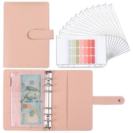 LXWHYP Money Saving Binder, Savings Challenges Book with for Cash Envelopes, 12pcs Zipper Envelopes A6 Budget Binder, Budget Planner for Managing Budgets and Saving Money (Pink-7.4IN)