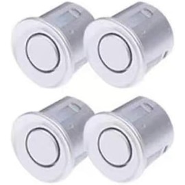 Sensores de estacionar para coche, kit de 4 sensores de estacionar, radar de zumbador, LED Desplay, sistema acústico de respaldo automático (plata)