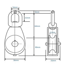 Rhinocats Pulley M32 Rope Pulley Swivel Stainless Steel Pulley Load Capacity 661.1 lbs (300 kg) Bean Block Set of 2