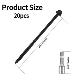 Flat Head Screws Set of 20 Hexagon Wood Screws 6.7 x 150 mm Self-Tapping Screws Hexagonal Drilling Screws Rafter Screws for Roof Constructions Construction Screws (6.7 x 150 mm)