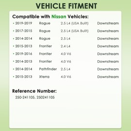 PUAMRPTS O2 Oxygen Sensor Compatible with Nissan Vehicles - Rogue 2017-2014 2.5 L4, Frontier 2015-2013 2.4 L4, Frontier 2019-2016 4.0 V6 - Downstream, Replace# 250-241105