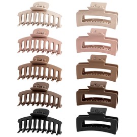 Lolalet Pack of 10 Large Hair Clips, 8 cm Hair Clips for Thick Hair, Non-Slip Hair, Jaw Clips, Hair Styling Accessories for Women, Girls, Pattern E