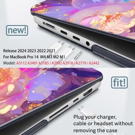 Tuiklol for MacBook Pro 14 Inch Case 2024-2021 Release M4 A3112 A3401 A3185/M3 A2918 A2992/M2 A2779/M1 A2442 Pro/Max,Hard Shell Case with Keyboard Cover & Screen Protector for Touch ID,Sparkly flowers