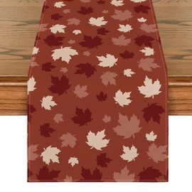 Artoid Mode Red Maple Leaves Autumn Table Runner, Seasonal Kitchen Table Decoration, Indoor, Holiday, Party Decor, 40 x 180 cm