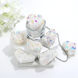 SAHOOTTIE Angel Aura Quartz Crystal Amethyst Geode Amethyst Cluster Crystal Amethyst Rock Mineral Druzy Geode Mineral Purple Crystals Rock Raw Crystals