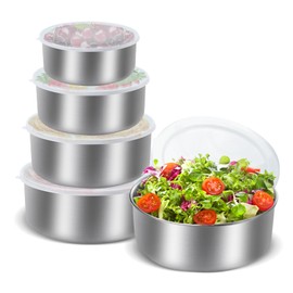 Betinyar 5pcs Stainless Steel Food Containers with Lids, Reusable Containers for Snacks, Stainless Steel Lunch Box for Office Travel