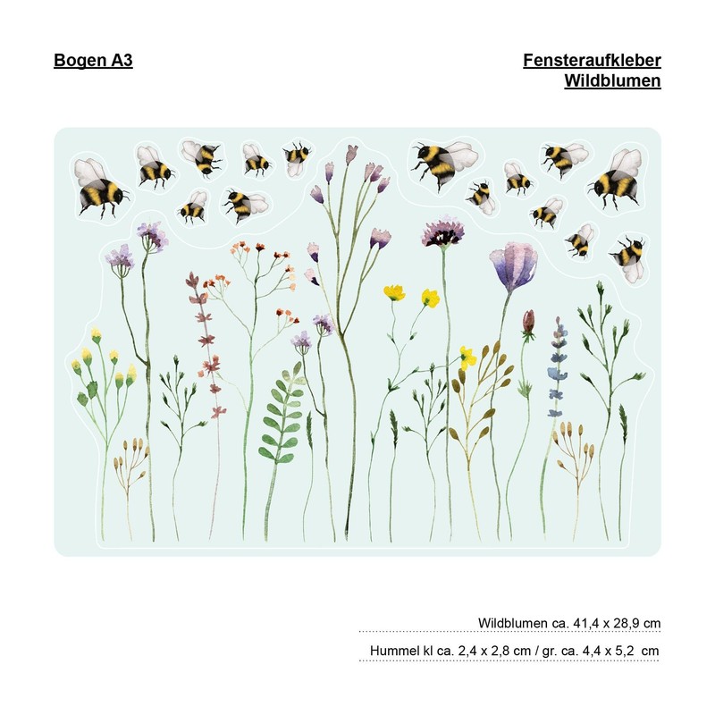 Wandtattoo Loft Window Stickers Spring with Wildflower Meadow Spring Motif
