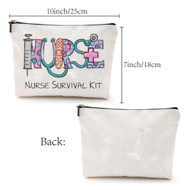 CREATCABIN Nurse Survival Kit Bag, Nursing Makeup Bag, Cosmetic Bag, Multi-Purpose Pen Case, Metal Zip Bag, Toiletry Bag, Travel Bag, Purse for Women, School Accessories, 25 x 18 cm, nurse survival