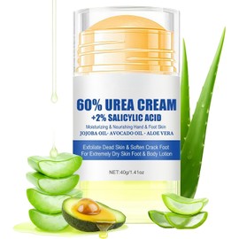 Urea Cream 60% (for Feet), Deep Moisture with Keratolytic Skin Barrier, Maximum Strength Urea Foot Cream Stick for Dry Hands and Rough Knees