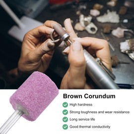 M METERXITY 10-Pack Abrasive Mounted Stone Grinding Bits, 1/4 IN(6mm) Shank Aluminum Oxide Polishing Sanding Drill Bit for Rotary Tools, 1IN(25mm) Dia 80 Grits Cylinder [Pink]